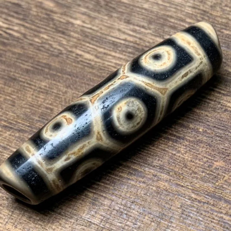 Tibetan-Style Old Agate Distressed Tortoise Shell Nine-Eye Oblique Hole Weathering Old Beads Pendant Sweater ChainDIYOrnament Ti