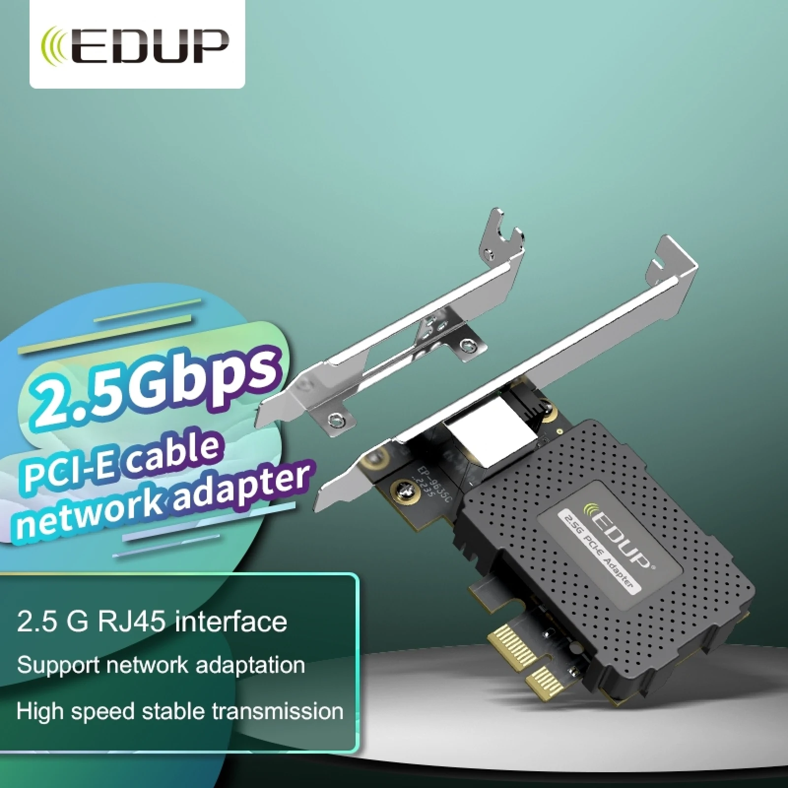 EDUP EP-9635C 2.5Gbps Gigabit Game Wired Network Card 2500M High Speed Internet Port Expansion Desktop PC Adaptive Ethernet