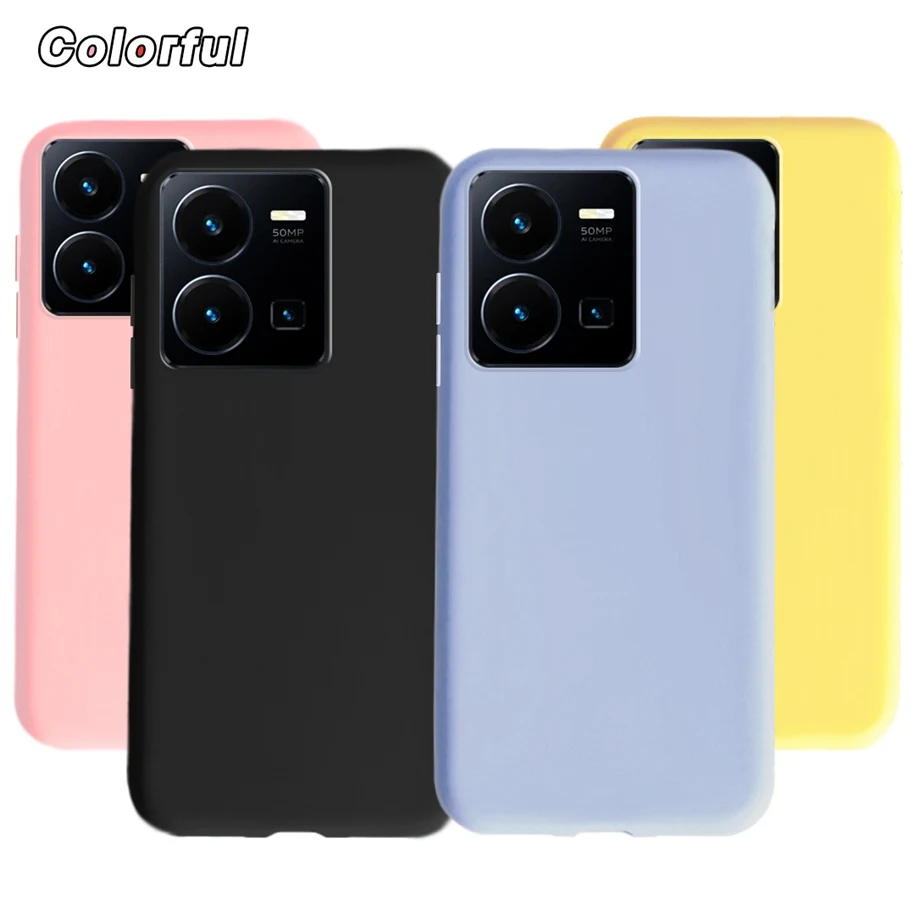 For Vivo Y35 4G Case Luxury Candy Color Full Cover Phone Case For Vivo Y35 2022 Fundas Soft Cover For VivoY35 Y 35 4G Bumper Bag