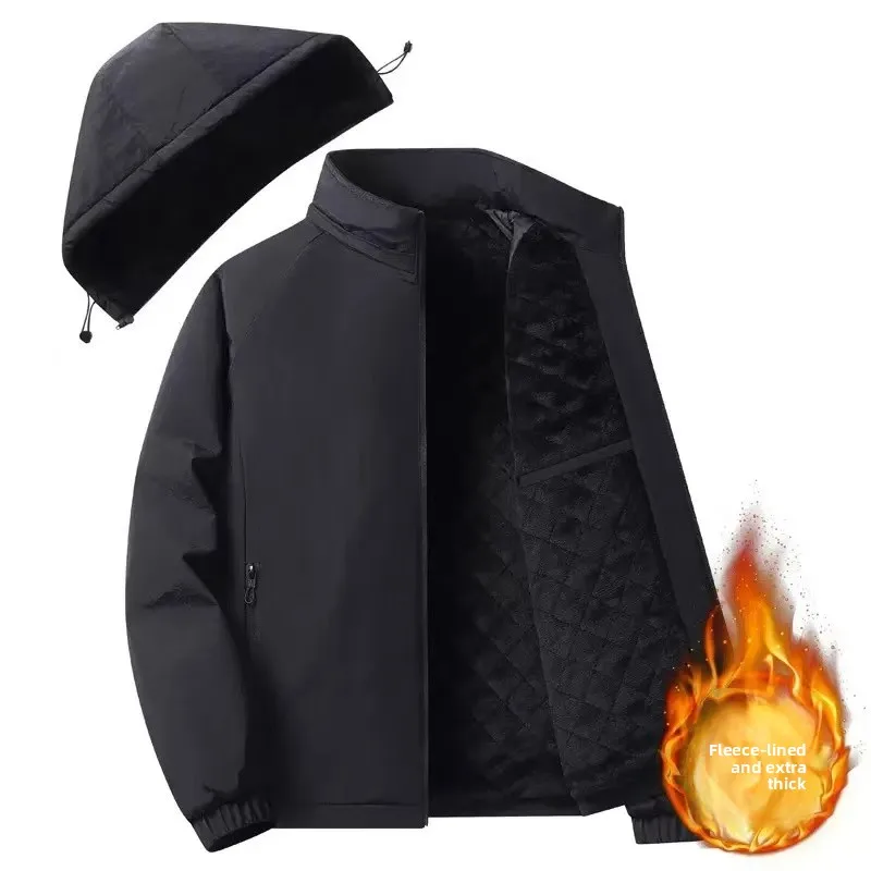 

Men's Hooded Sports Jackets Male Suit Coat Thick Padded Men Clothing Outwear Jacket Autumn Winter Solid Color Business Overcoat