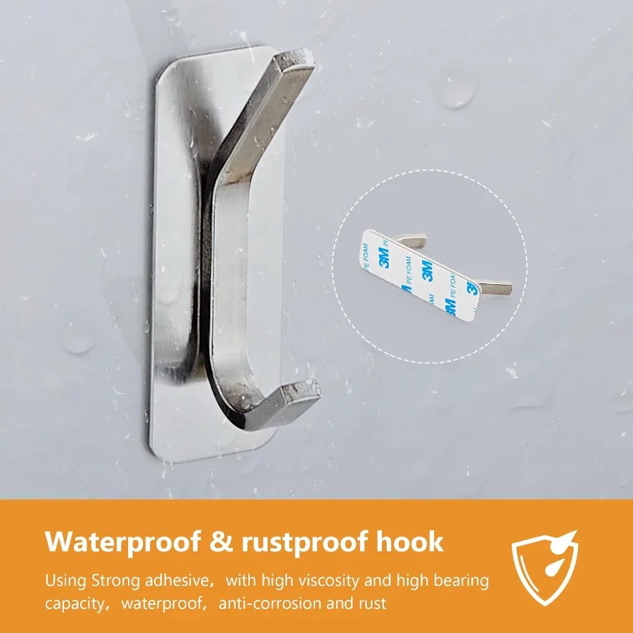 Selbstklebende Handtuchhaken, 4er-Pack, Kleiderhaken aus Edelstahl zum Aufhängen, vielseitige Wandhaken für Badezimmer, Küche, Büro, Schule