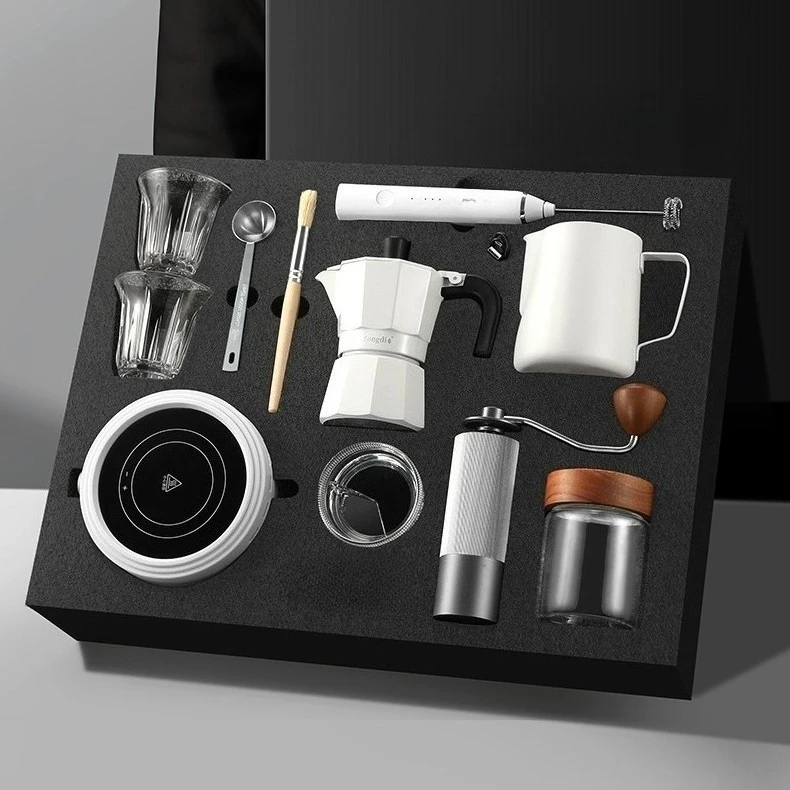 

Coffee gift box, mocha pot set, gift box, birthday housewarming, new home gift, business annual meeting gift grinding beans