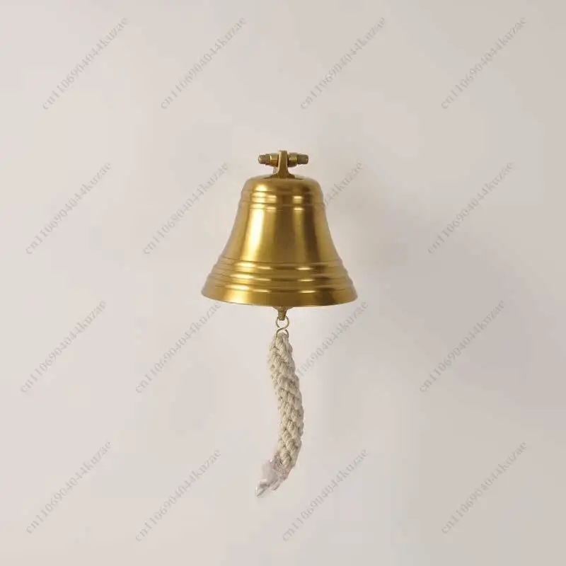 Imported Pure Brass Retro Bell, Wall-Mounted Hand-Ring Doorbell & Hand-Crank Bell for Villa Bar School Classroom