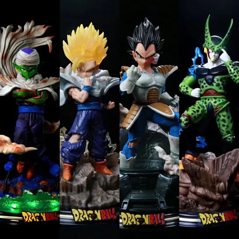 

Dragon Ball Super Saiyan Light Up Boxed Statue Action Figure Cell Piccolo Gohan Anime Collectible Scene For Adult Collectors