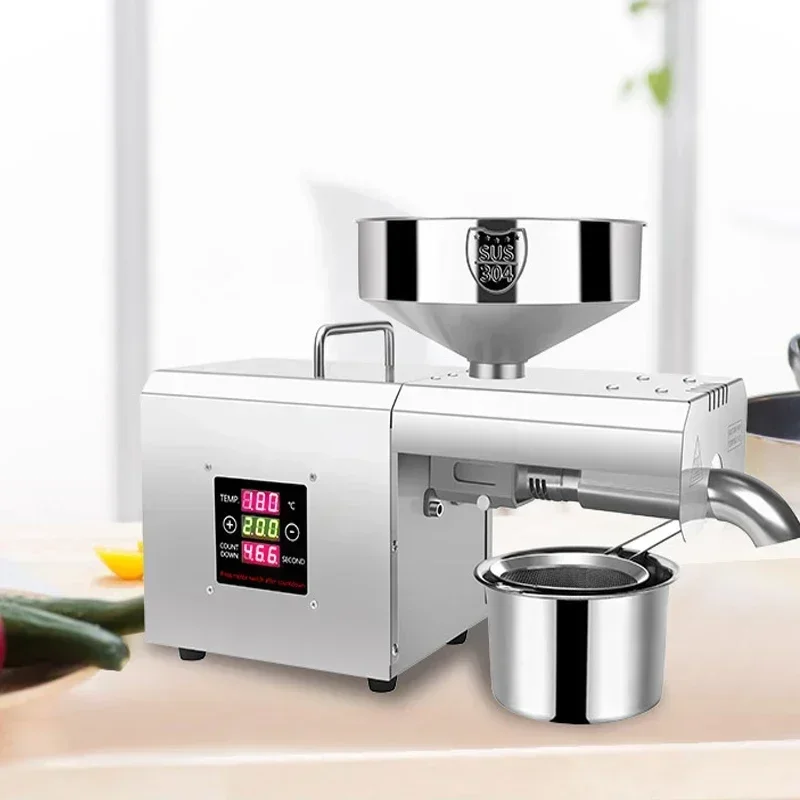 الأجهزة المنزلية 110 فولت/220 فولت آلة ضغط الزيت 3-5 كجم/ساعة بذور الكتان الفول السوداني الطحينة النفط الصحافة الفولاذ المقاوم للصدأ التحكم في درجة الحرارة النفط الصحافة