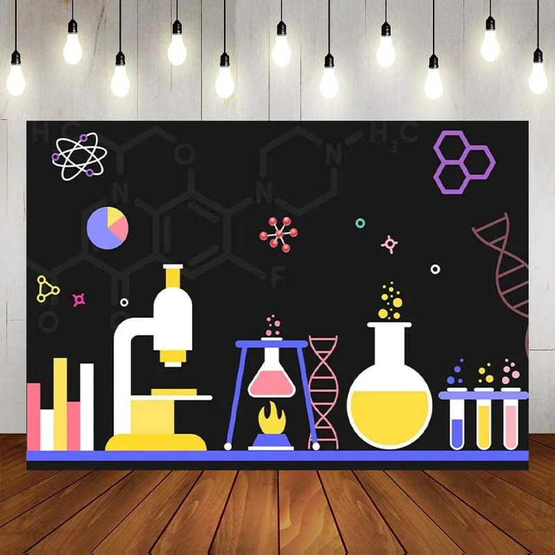 Science Fun Scientist Subject Scientific Experiment Photography Happy Birthday Party Backdrop Background Banner Decoration