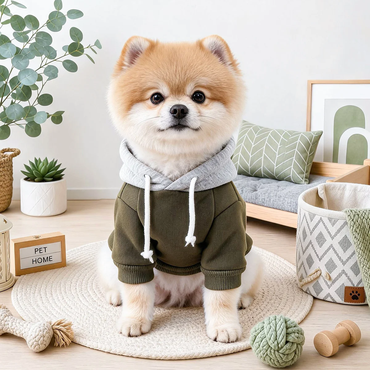 Pet Dog Hoodie Contrast Color Hood With Drawstring Warm Soft Puppy Sweatshirt Casual Daily Dog Clothes For Small Medium Dogs Cat