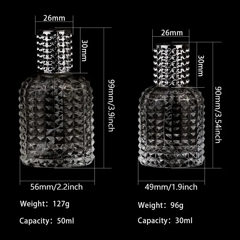 3pcs 30/50ml Pineapple Bottle Glass Portable Refillable Perfume Bottle Cosmetic Container Empty Spray Atomizer Travel Sub-bottle