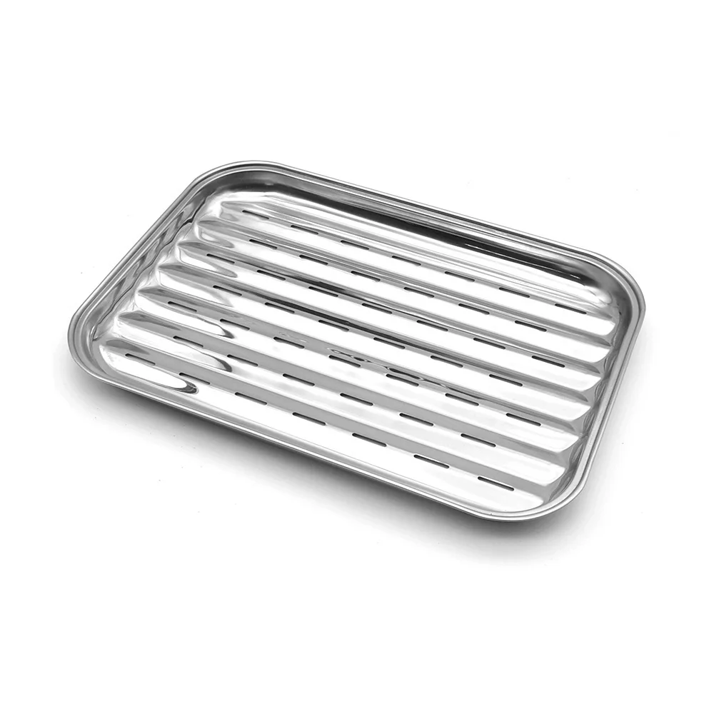 

Stainless Steel Rectangular Plate Barbecue Grilled Fish Tray BBQ Food Container BBQ Grill Tray 1 PCS