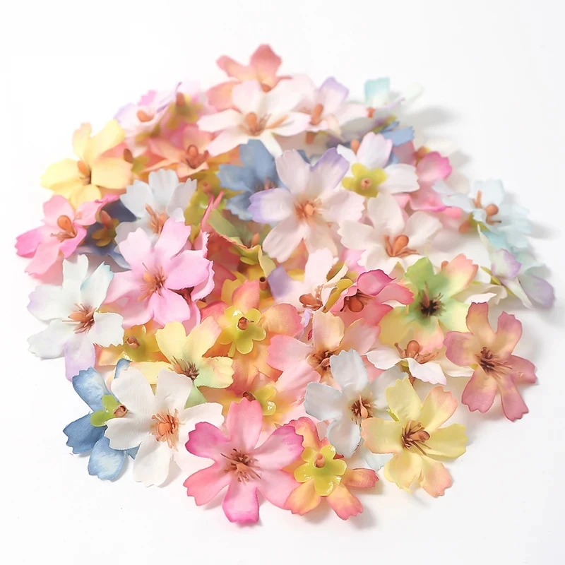 20/50/80Pcs 4cm Artificial Silk Flowers Heads Fake Flowers Supplies DIY Craft Wreath Wedding Gift Home Party Decor Accessories