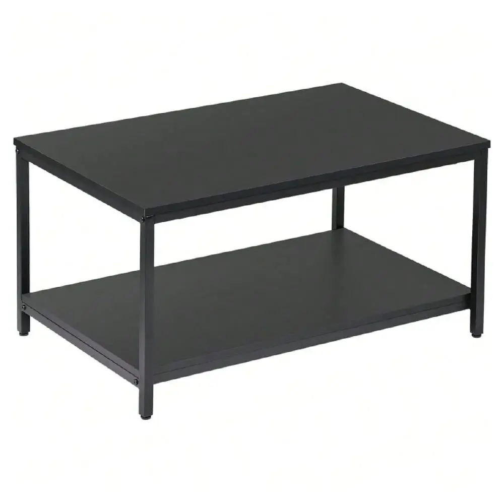 

Industrial Coffee Table With Storage Shelf For Small Apartment Living Room, Rectangle Wood And Stable Metal TV Stand Side End T