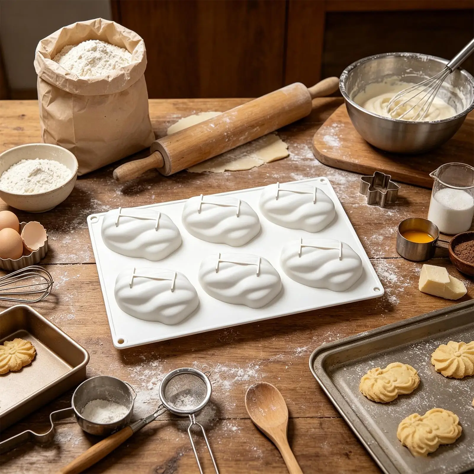 Moldes para hornear con forma de nuez 3D, molde para postres con 6 cavidades, moldes para repostería para el hogar, cocina, repostería, restaurante, cafetería