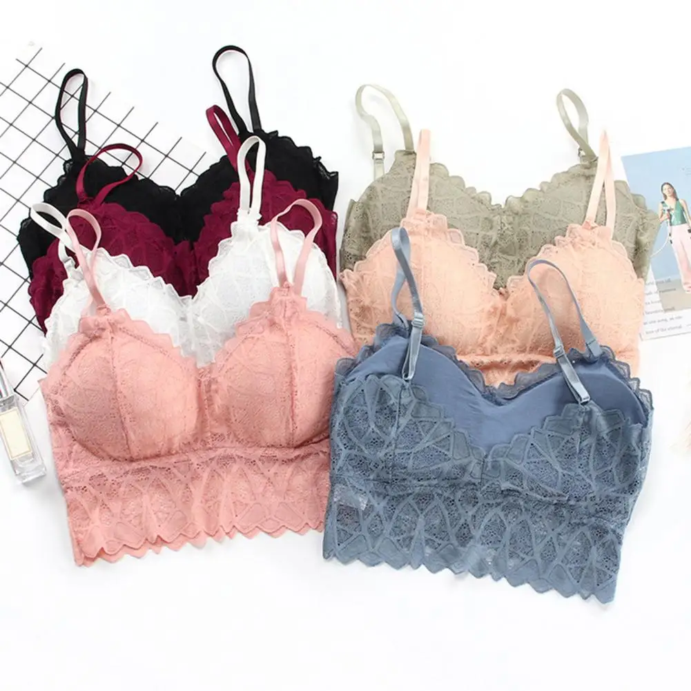 2 Pcs/Set Women Underwear Set Lace Adjustable Strap Seamless Wireless High Waist Soft Elastic Anti-septic Panties Bra Set