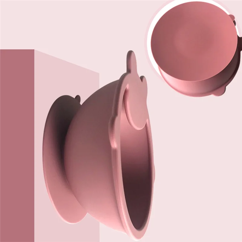 أحدث 1 مجموعة أطباق شفط السيليكون المرحلة الأولى تغذية لوحة سيليكون الأطفال لوحة سيليكون مع ملعقة C