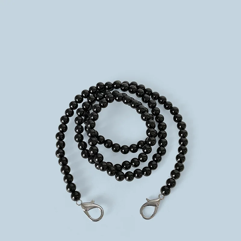 2026 New Product Explosive Black Bead Chain Metal Buckle Chain Accessories Hand Woven Bead Extended Chain Women's Bag Belt