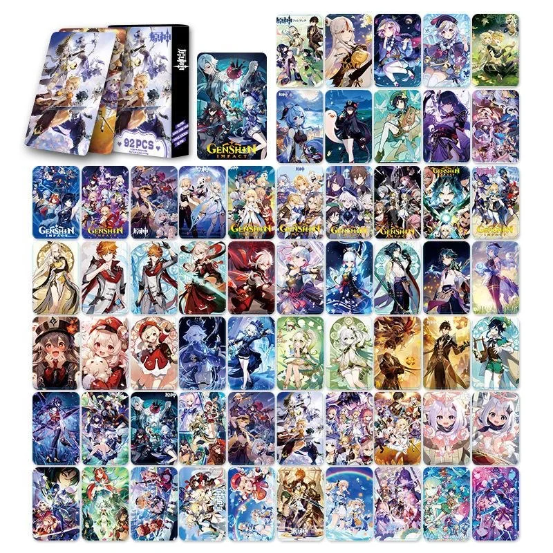 92 Stks/set Spel Genshin Impact Laser Lomo Kaart Venti Klee Xiao Zhongli Mini Ansichtkaart Fotokaarten Stickers Fans Cadeau