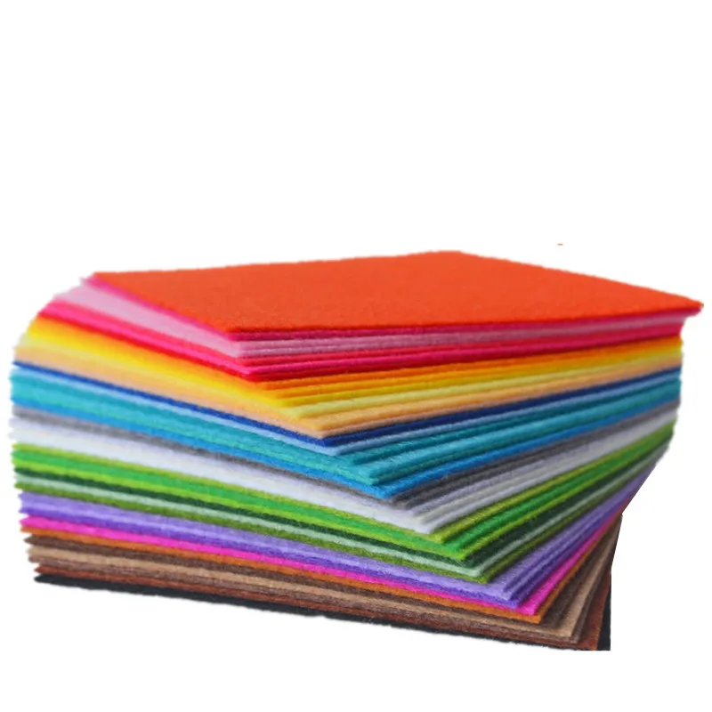 40*40cm 40Pcs Large Size Felt Fabric Sheet Multi Coloured Non Woven 1mm Thick Needlework Material DIY Patchwork Sewing Scrapbook