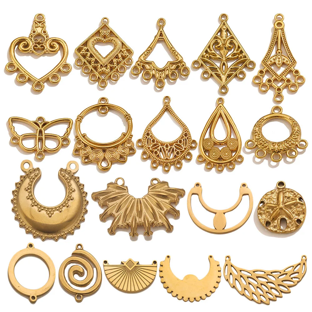 

5pcs Retro Ethnic Hanging Head Earrings Connector Gold Totem Charms For DIY Bracelet Necklace Connecting Link Accessories Suppli