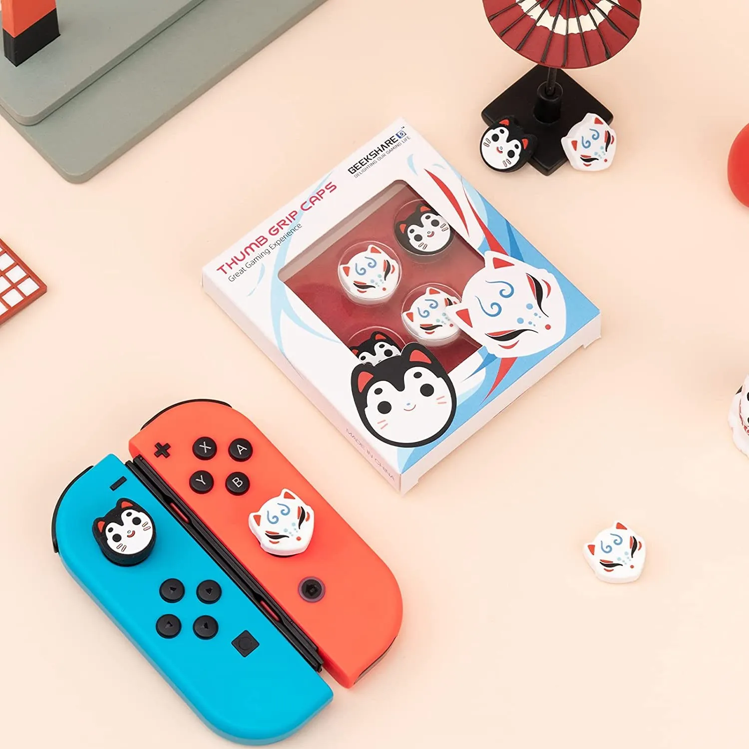 GeekShare-cubierta protectora para Joystick Fox Shrine, Thumb Stick Grip Cap para Nintendo Switch OLED, controlador Joy-Con, accesorios NS