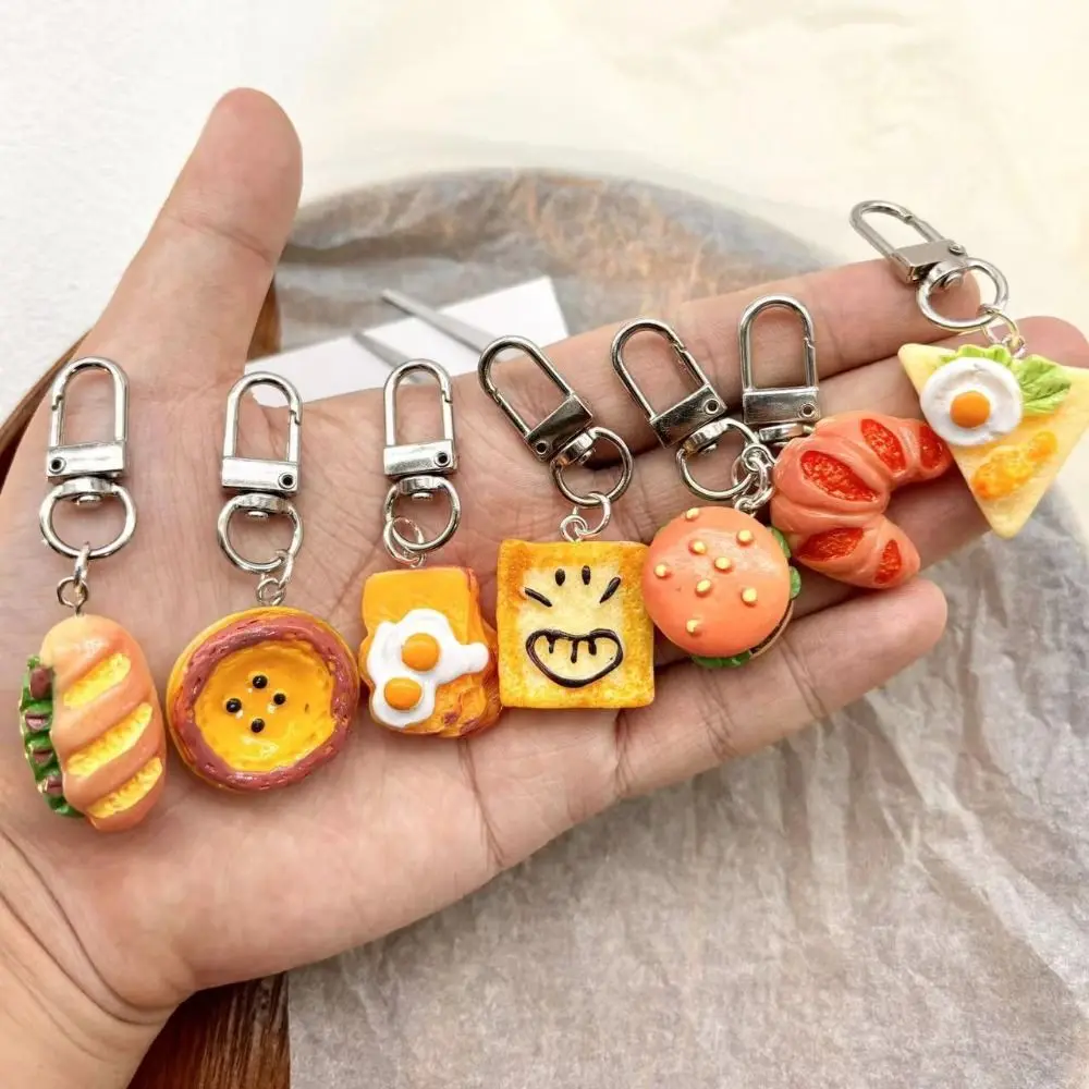 Creative Bag Pendant Simulation Food Keychain Toast Bread Food Series Pendant Cute Jewelry Accessories Burger Keychain Women