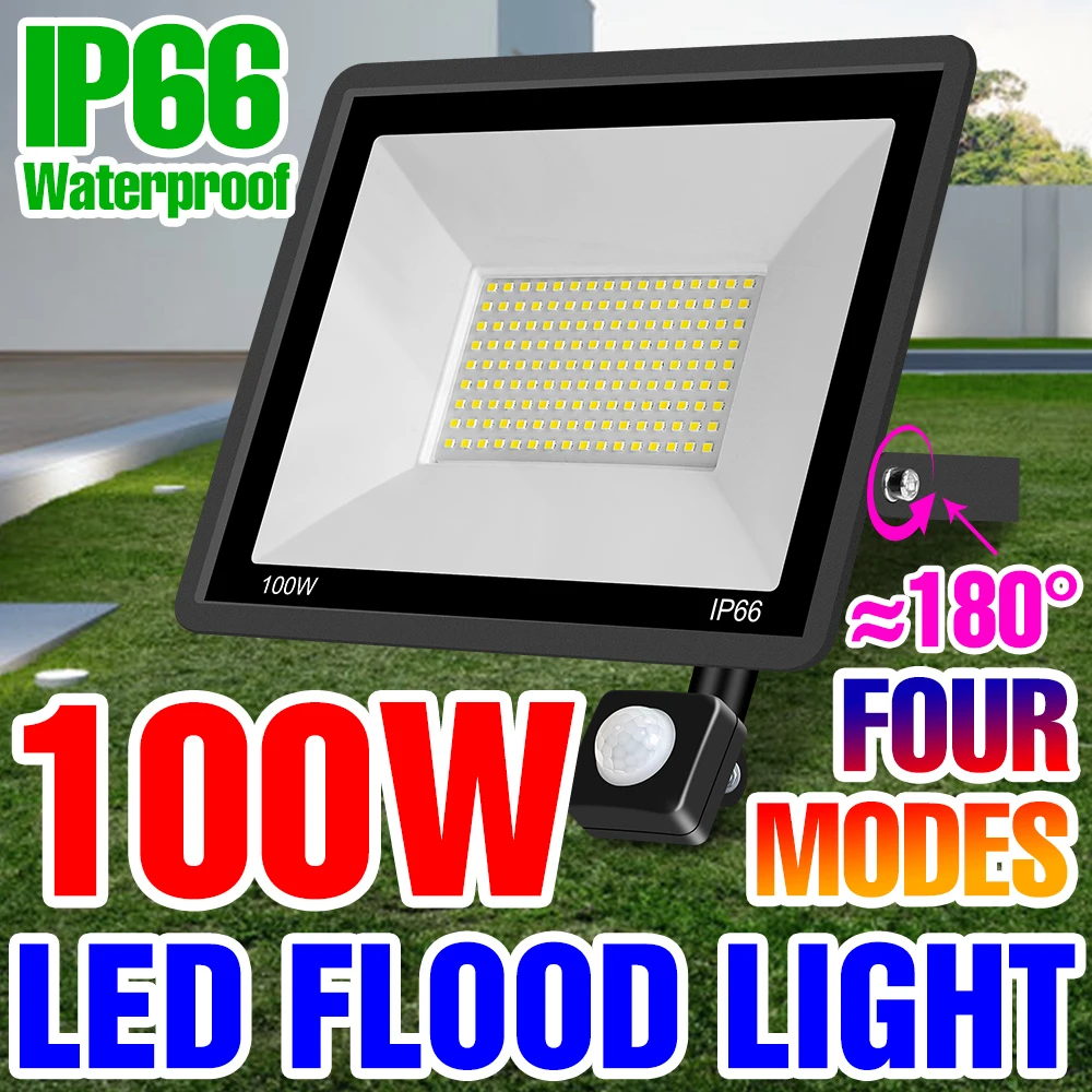 

220V Outdoor Floodlight PIR Motion Sensor Street Light IP66 Waterproof 10W 20W 30W 50W 100W Spotlight Reflector Portable Lightin