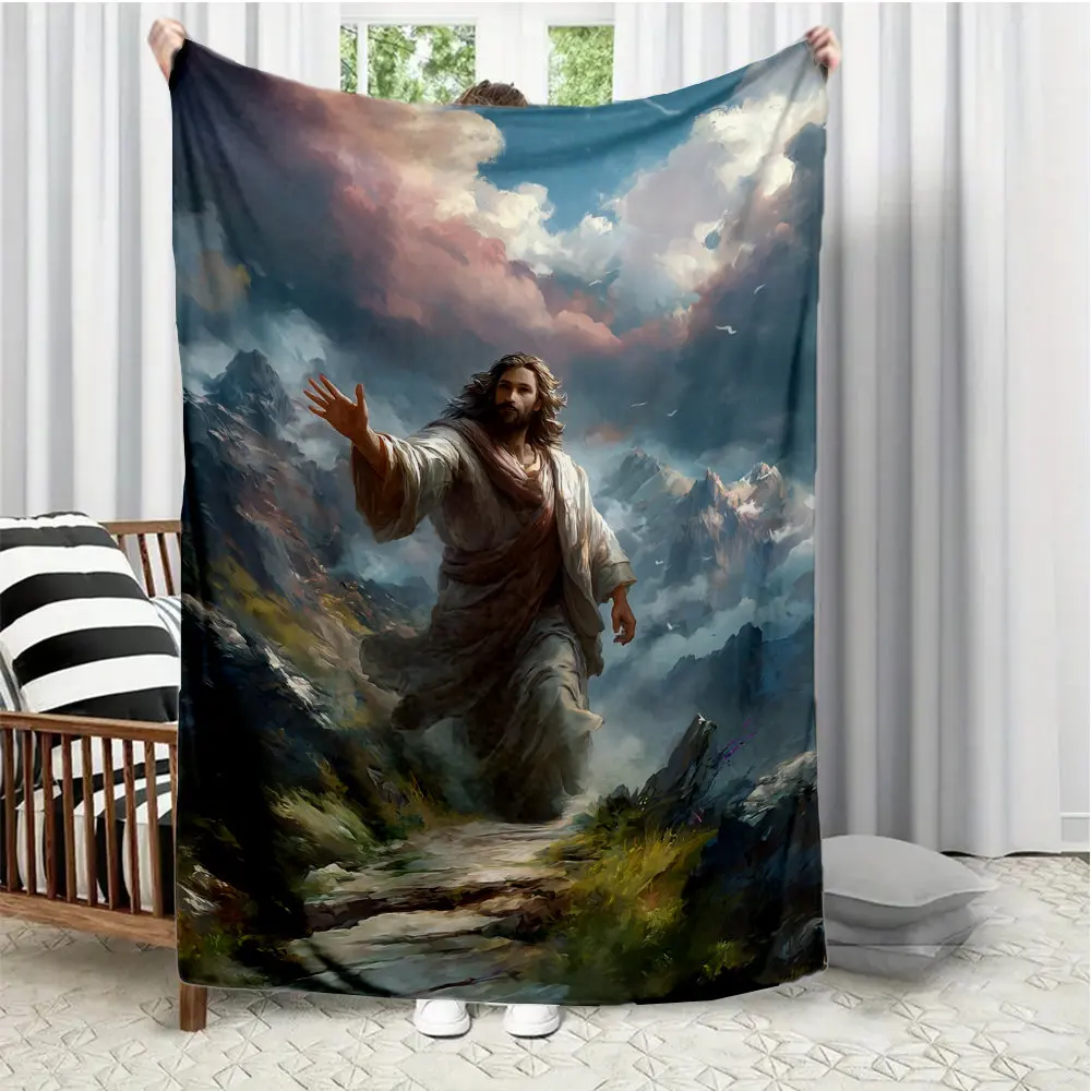 Christianity of Jesus Christ Flannel printed blanket suitable for all seasons suitable for living room office sofa and travel