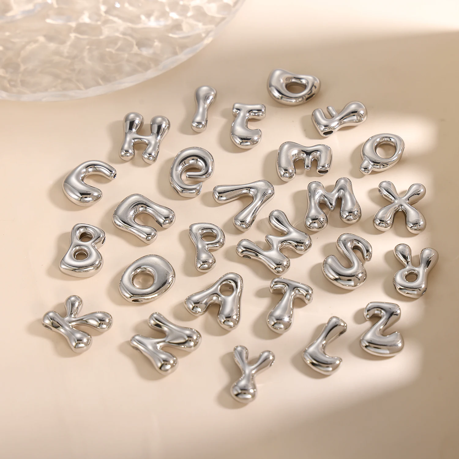 CARLIDANA Hot Sale Stainless Steel Capital Letter Alphabet Irregular Bubble Initial Pendant Charms For DIY Jewelry Necklace