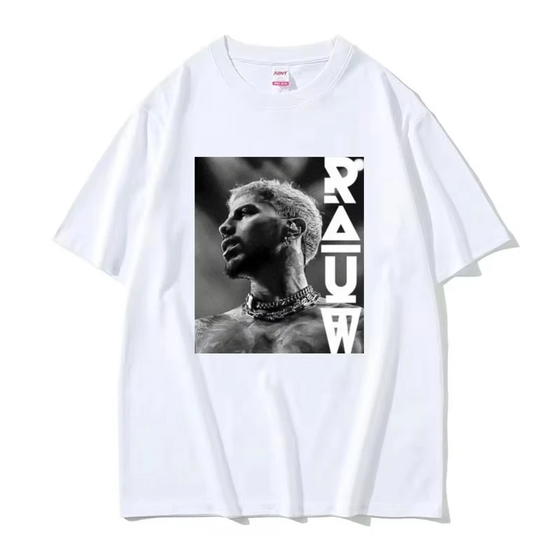 Rapper Rauw Alejandro Reggaeton Trap T-shirt Men's Harajuku Retro Hip Hop Punk T-shirts Unisex 100% Cotton Short Sleeve T Shirt