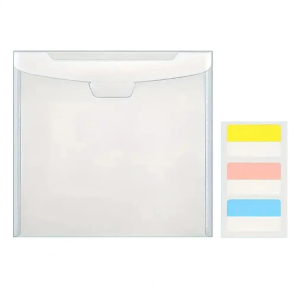 Envelope File Folder Scrapbook Paper Organizer with Sticky Index Tabs Waterproof Transparent Document Pocket File Storage Bag