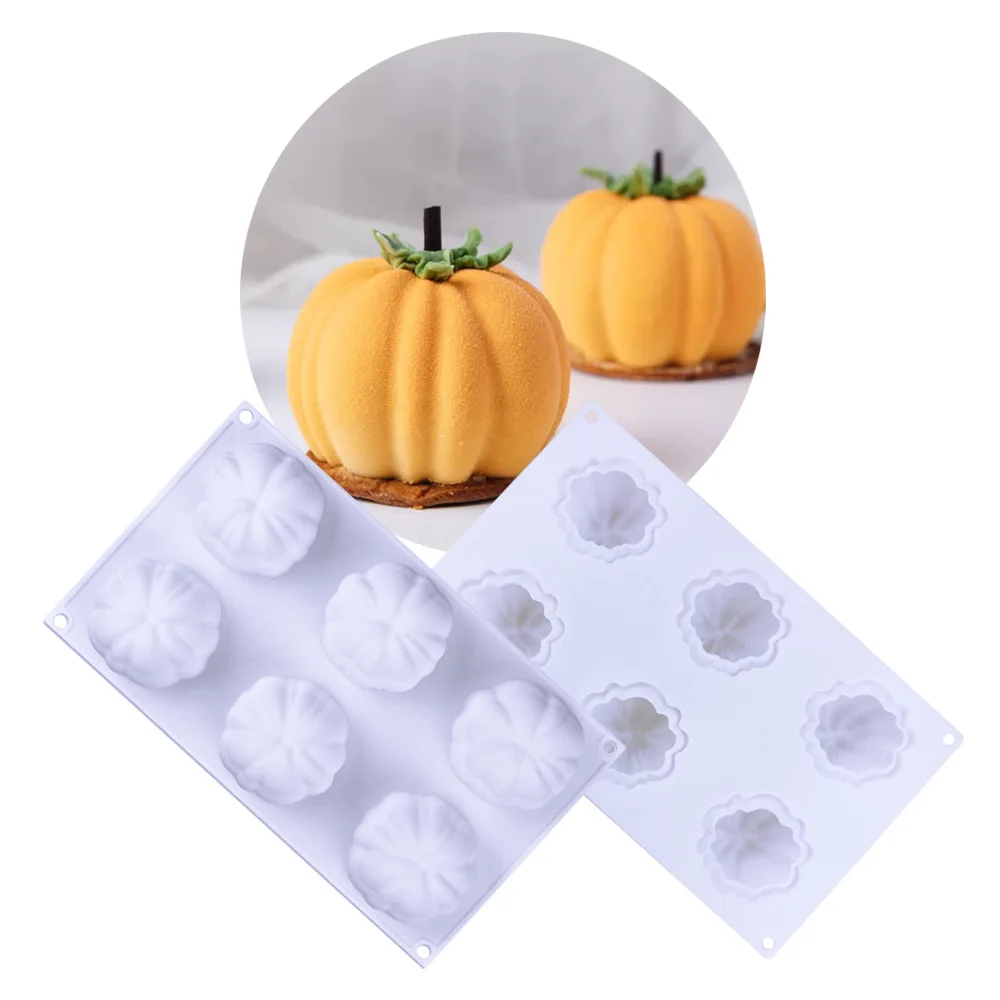 6 Cavity Halloween Pumpkin Silicone Cake Mold Chocolate Mousse Ice Cream Jelly Pudding Dessert Fruit Cake Decorating Tool