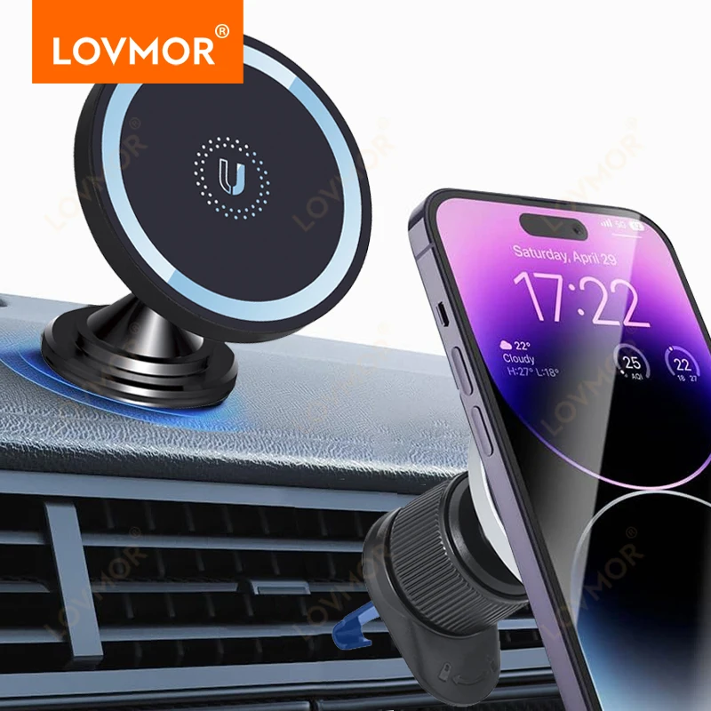 Portable Car Vent Dashboard Phone Holder Magnetic Mount in Car for iPhone 14 13 12 MagSafe Universal Bracket for All Smartphones