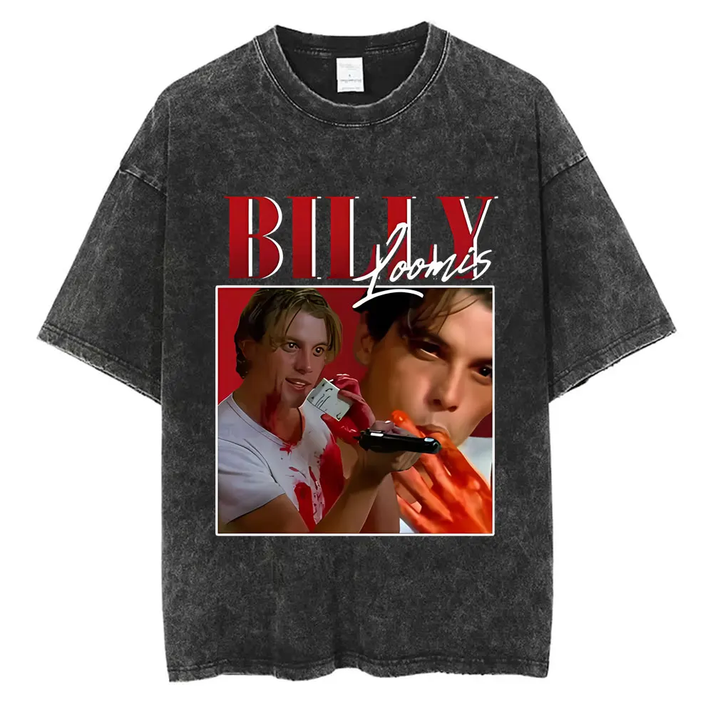 

Washed Vintage 90s Horror Movie Scream Billy Loomis Graphic T Shirt Men Women Clothing Gothic Oversized Short Sleeve T-shirts