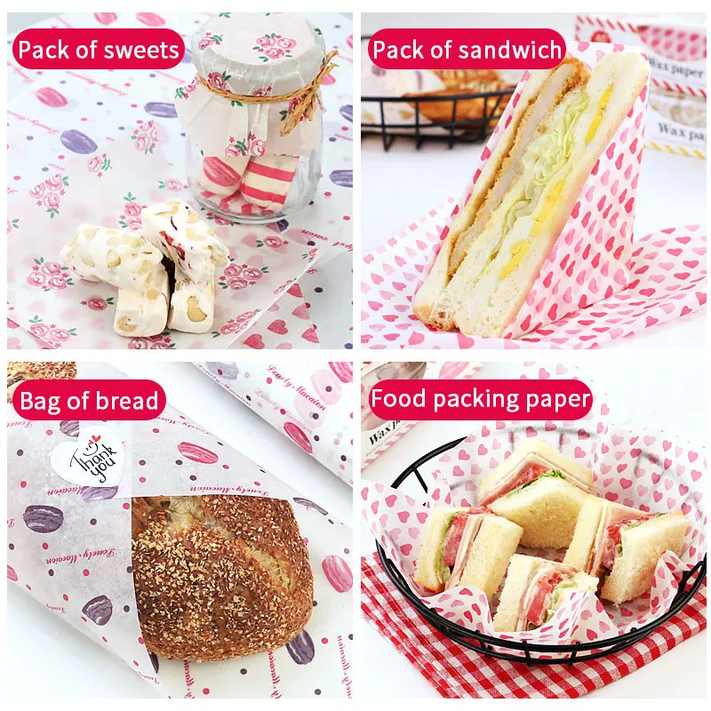 50Pcs/Lot Wax Paper Food Grade Grease Paper Food Wrappers Wrapping Paper For Bread Candy Cake Burger Fries Oilpaper Baking Tools image 3