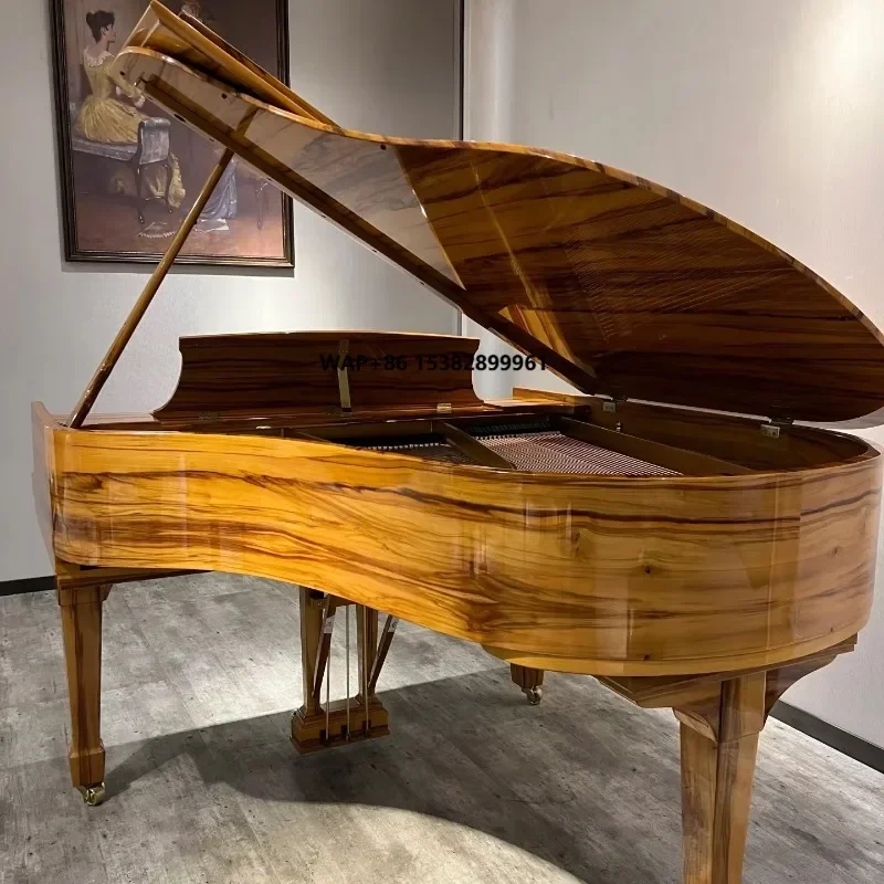 Custom  Acoustic Grand Piano in Peacock Blue Color Solid Wood Keyboard Mechanical Style