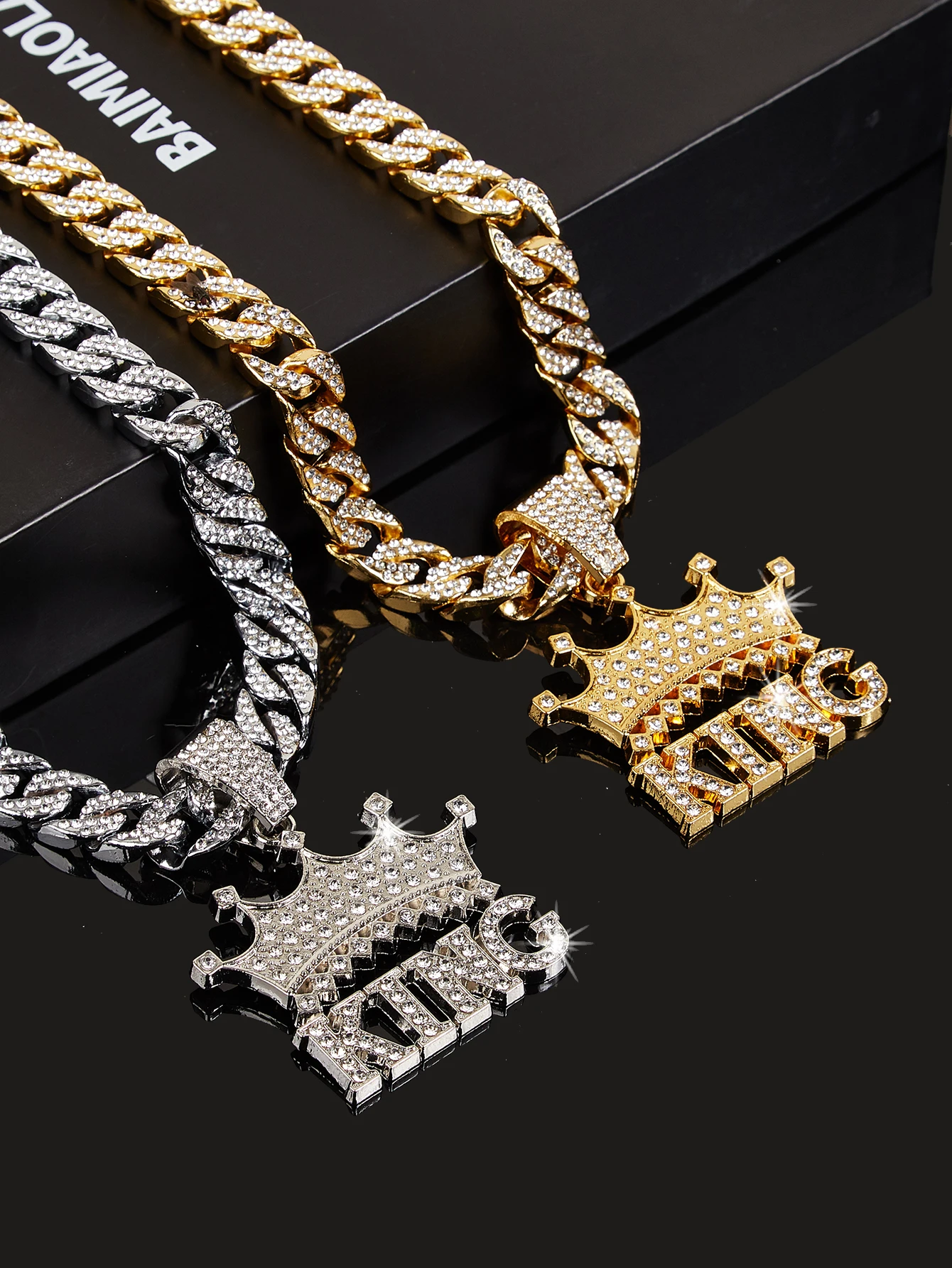 Newly Launched Iced Cuban Necklace Punk Ice Out Crown King Pendant For Hip Hop Men