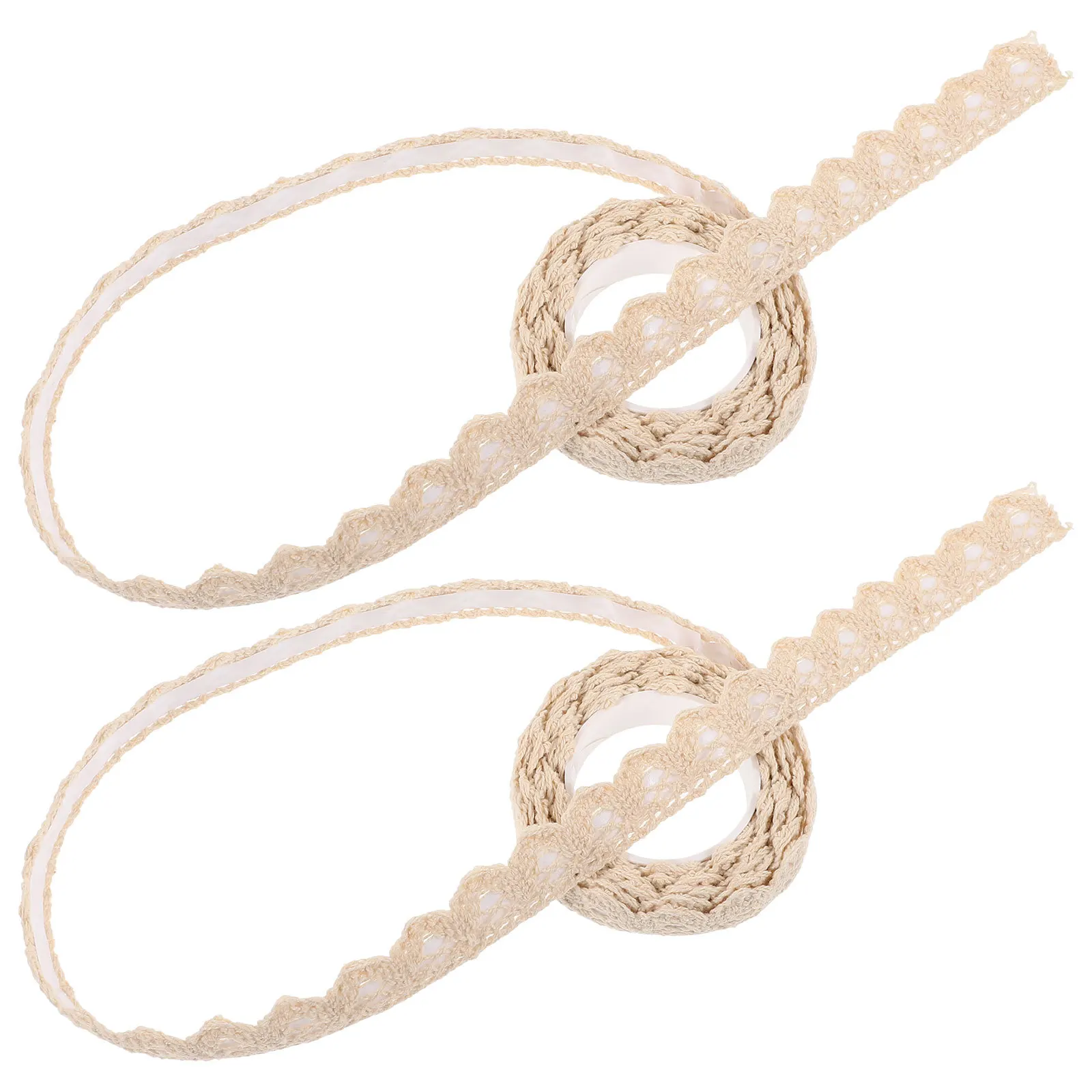 

2Pcs Lace Hollow Adhesive Tape Masking Decorative Tape for Scrapbooking Crafts DIY Sticky Ribbon Beige Sticky Craft