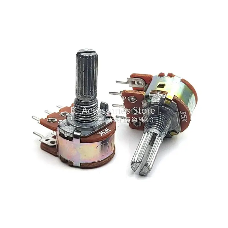 5PCS WH148 Type Double B5K B10K B20K B50K B100K Audio Volume Amplifier Adjustable Rotary Potentiometer Flower Shaft 20MM 6Pin