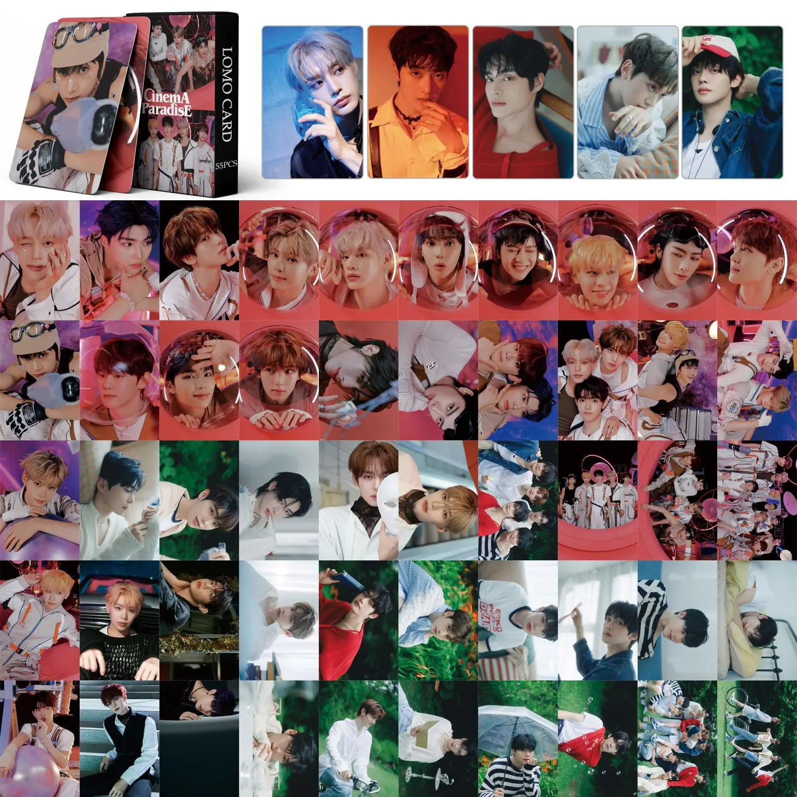 55Pcs/Set ZB1 Idol Boy Group New Album CINEMA PARADISE Series Photocards HD Printed Lomo Cards ZHANGHAO Ricky YUJIN Fans Gifts