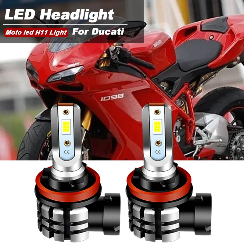 Bombillas LED para faro delantero de motocicleta, accesorio para Ducati 6000 1098 1198 848 EVO 899 Panigale R S, H11 H8, 9600lm 1199 k Canbus, 2 piezas