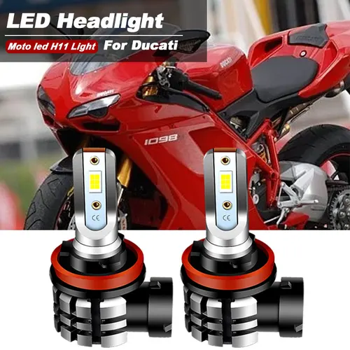 2PCS 오토바이 H11 H8 LED 헤드 라이트 전구 9600lm 6000k Canbus For Ducati 1098 1198 848 899 EVO 1199 Panigale R S 