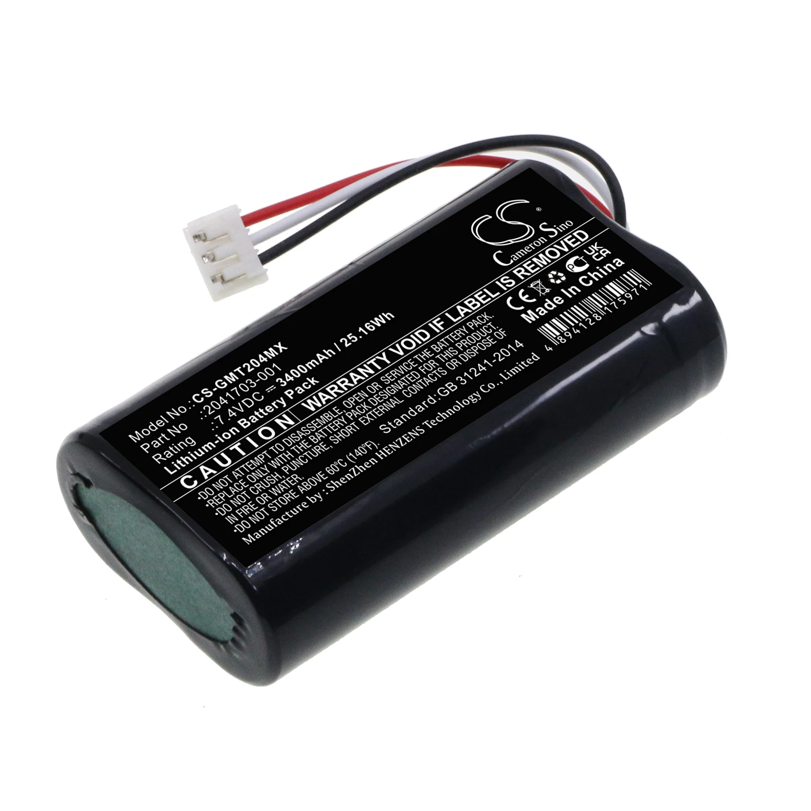 

CS Medical Battery for GE Mini Telemetry Transmitter Fits 2041703-001 3400mAh/25.16Wh Li-ion 7.40V GMT204MX