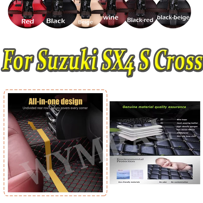 

Luxury Custom Auto Car Floor Mat For Suzuki SX4 S Cross 2020 2021 2022 Car Mat Full Set Women Waterproof Accessories Leather