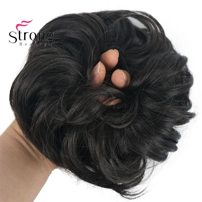Scrunchies sintético bagunçado pedaço de cabelo uso diário donut chignon scrunchies falso elástico peruca loira marrom bun para mulher