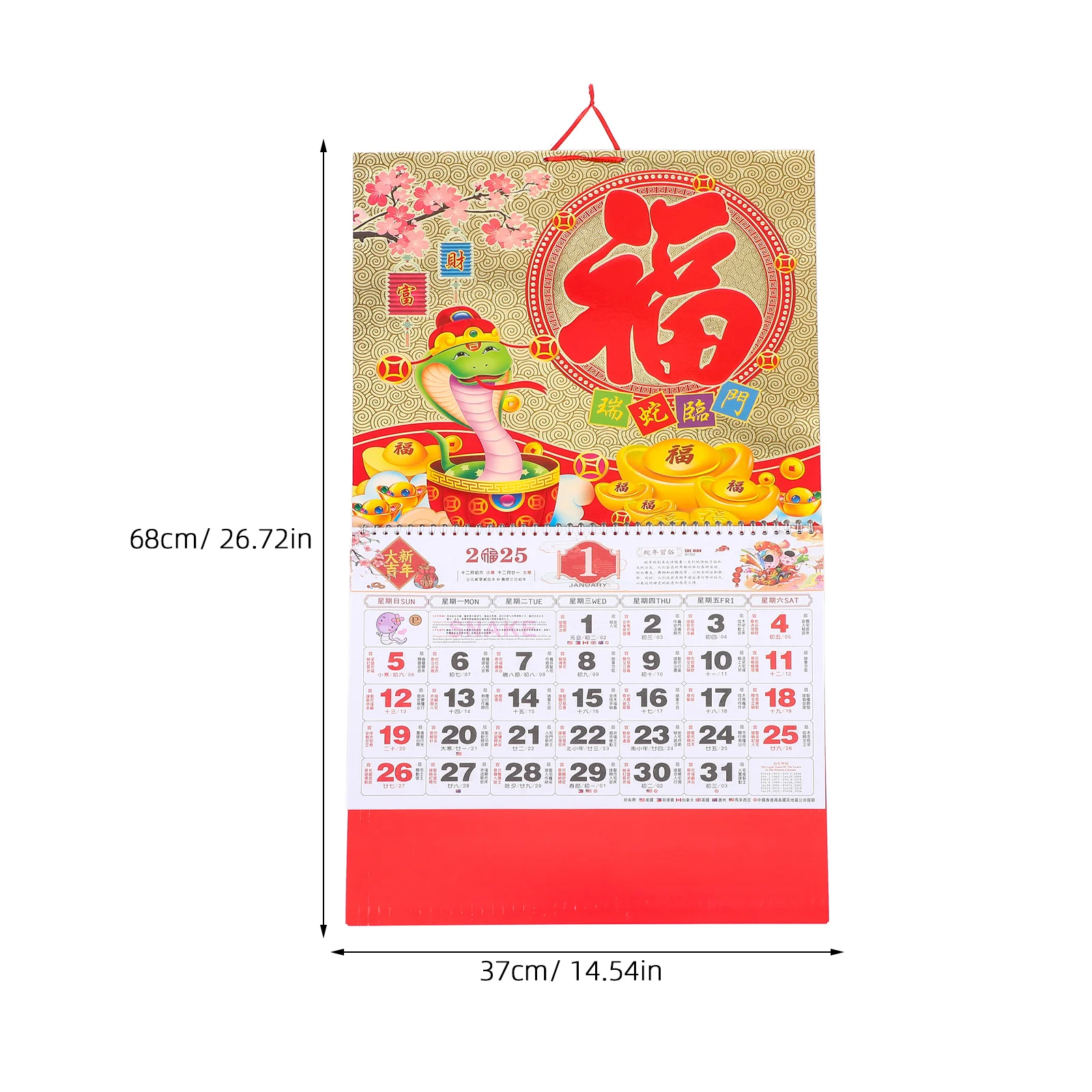 2025 Calendar Sturdy Clear Printed Monthly Office Wall Daily Paper for Child Small