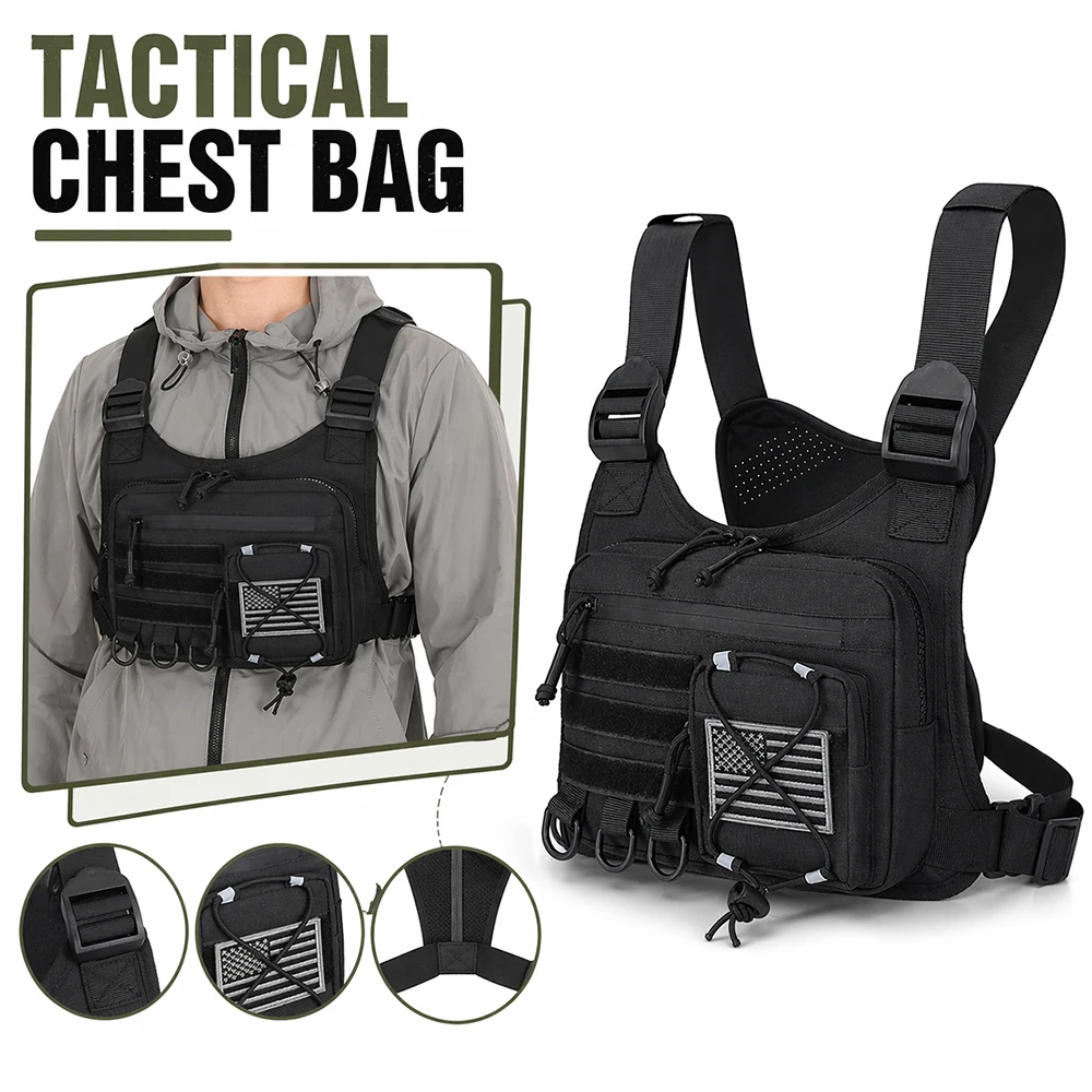 Multifunctional Tactical Chest Pack Lightweight Utility Chest Rig Bag EDC Outdoor Chest Pack For Riding Hiking Camping Fishing