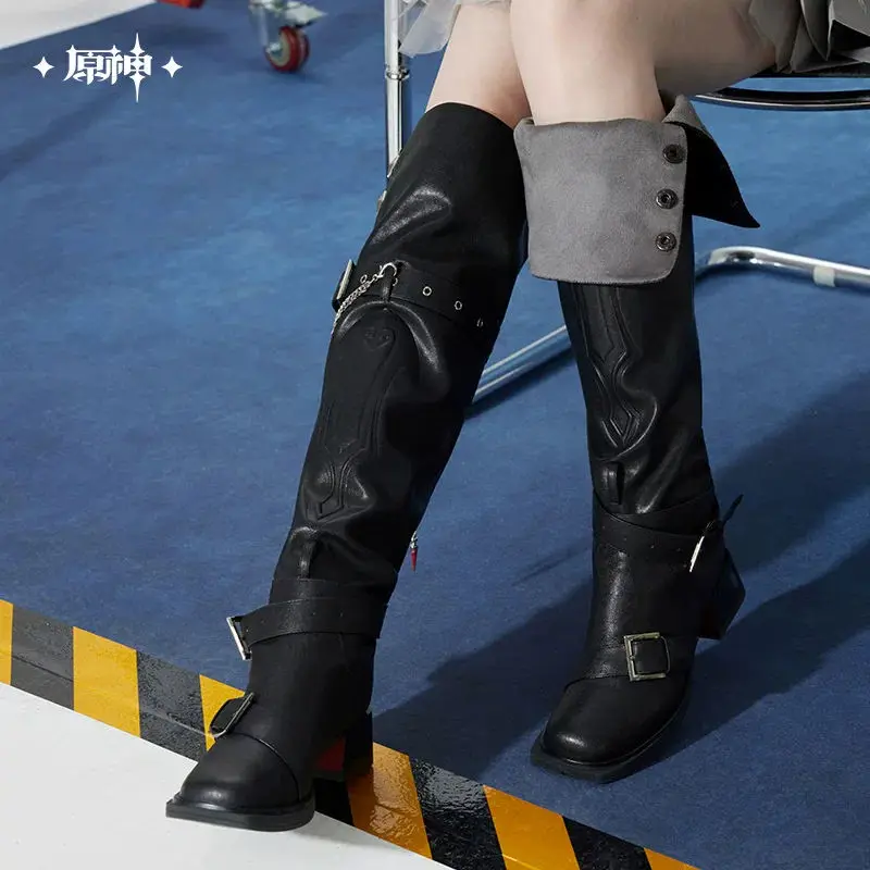 [Genuine] miHoYo Game Tartaglia Shoes Genshin Impact Tartaglia Theme Knee over Folding Long Boots Riding Boots Cosplay Xmas Gift