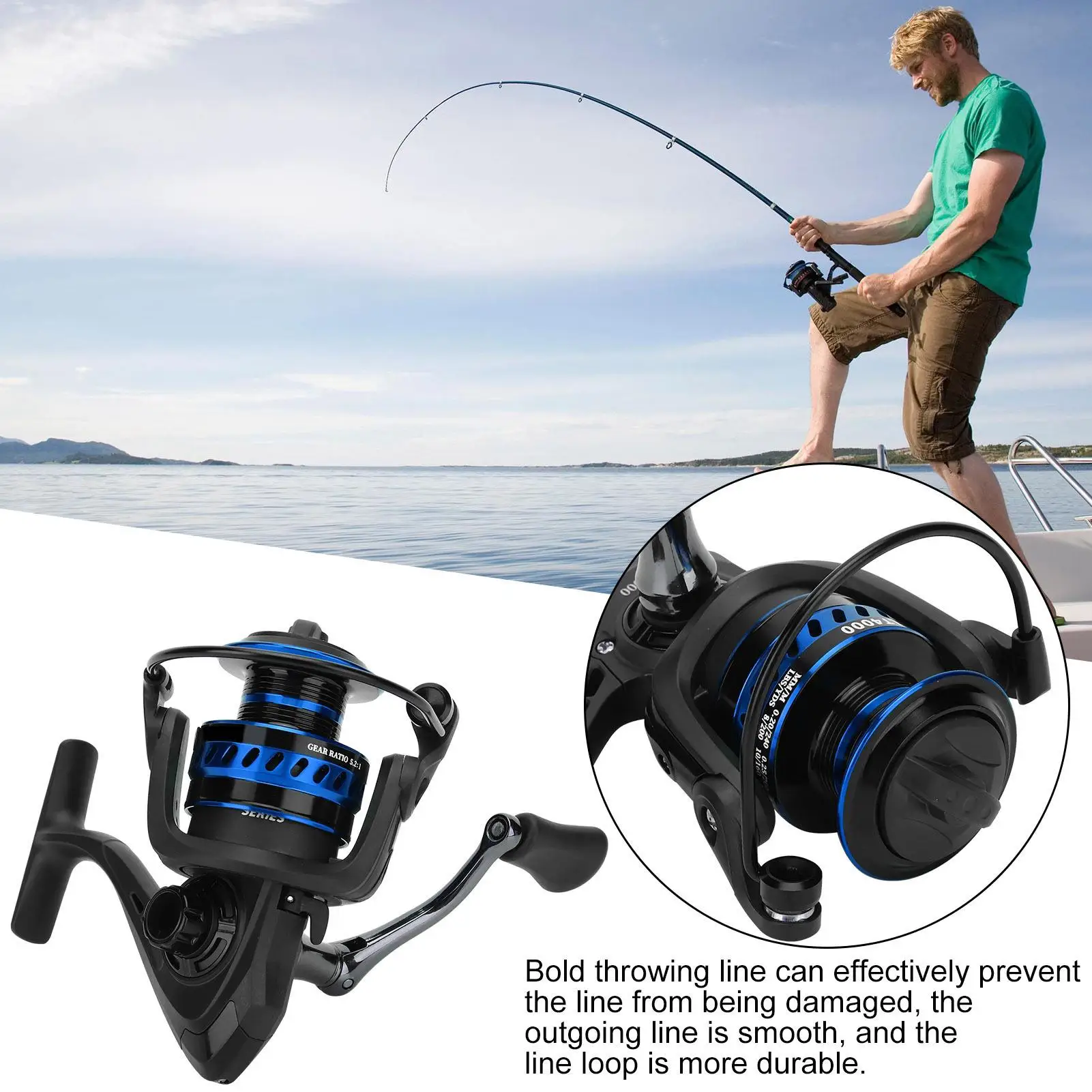 High LT4000 Fishing Reel - Metal Sea Rod Carp Tackle 5.2:1 Gear Ratio