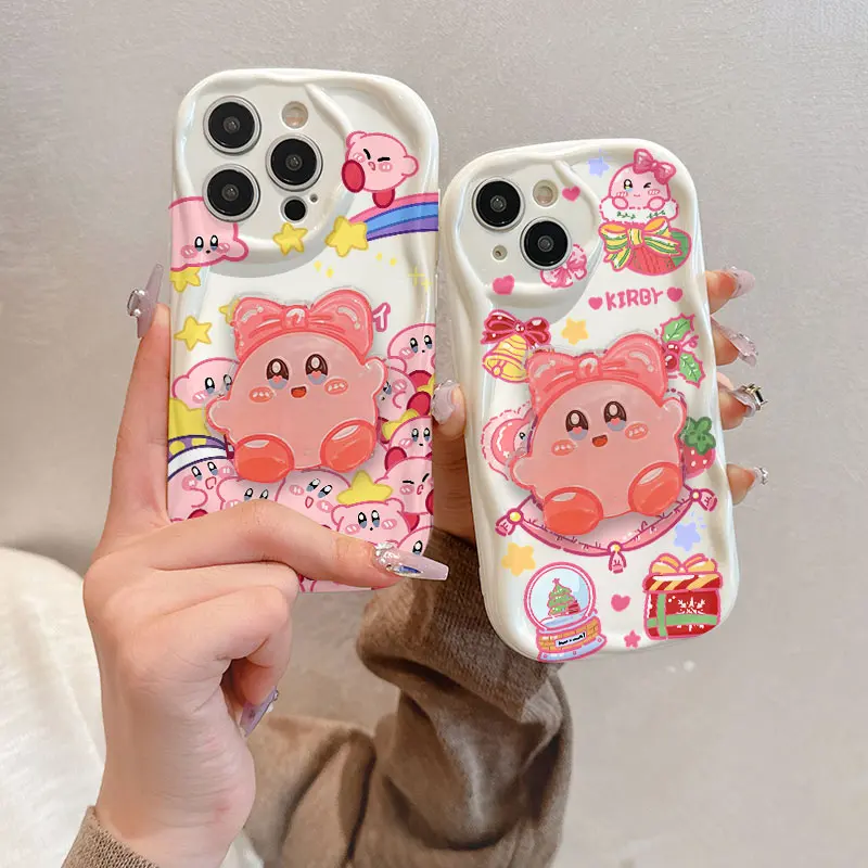 Cute Kirbys Hot 3D Wave Bracket Case For Samsung A73 A72 A71 A55 A54 A53 A35 A34 A33 A25 A24 A23 A15 A14 A13 A05 A04 A03 4G 5G