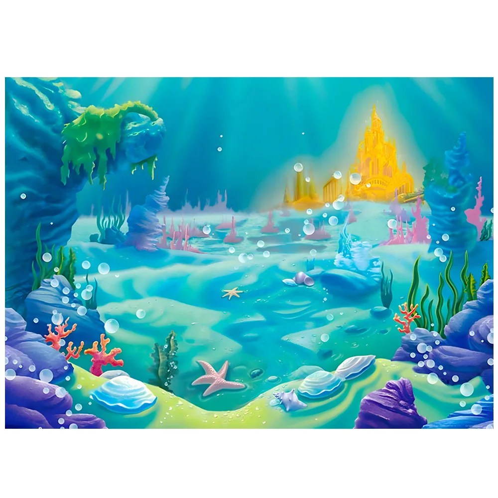 Under the sea backdrop for photography mermaid princess birthday party background castle kids girl theme birthday photo backdrop