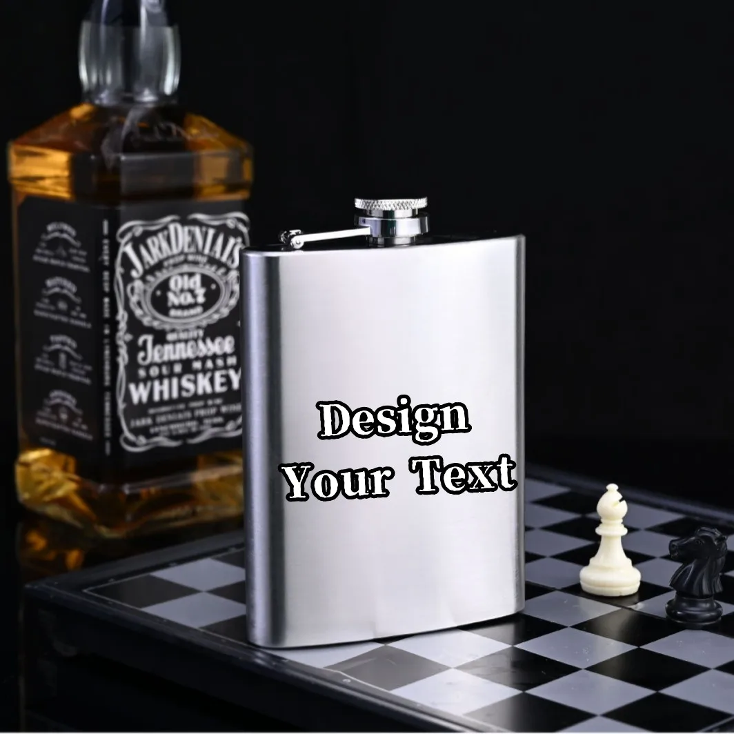 7oz مخصص المحمولة الفولاذ المقاوم للصدأ قارورة الورك الإبريق ويسكي وعاء النبيذ زجاجة تخصيص رجل هدية السفر جولة درينكوير كأس النبيذ